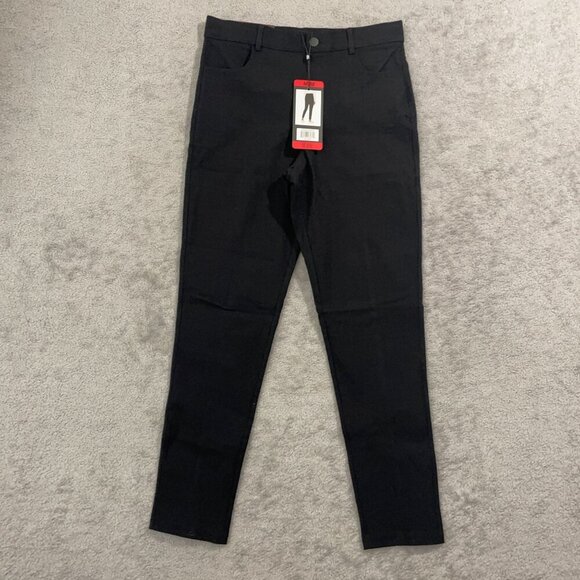 NEW Mario Women's M Serrani Italy Textured Black Pull-On Pants - Picture 1 of 8